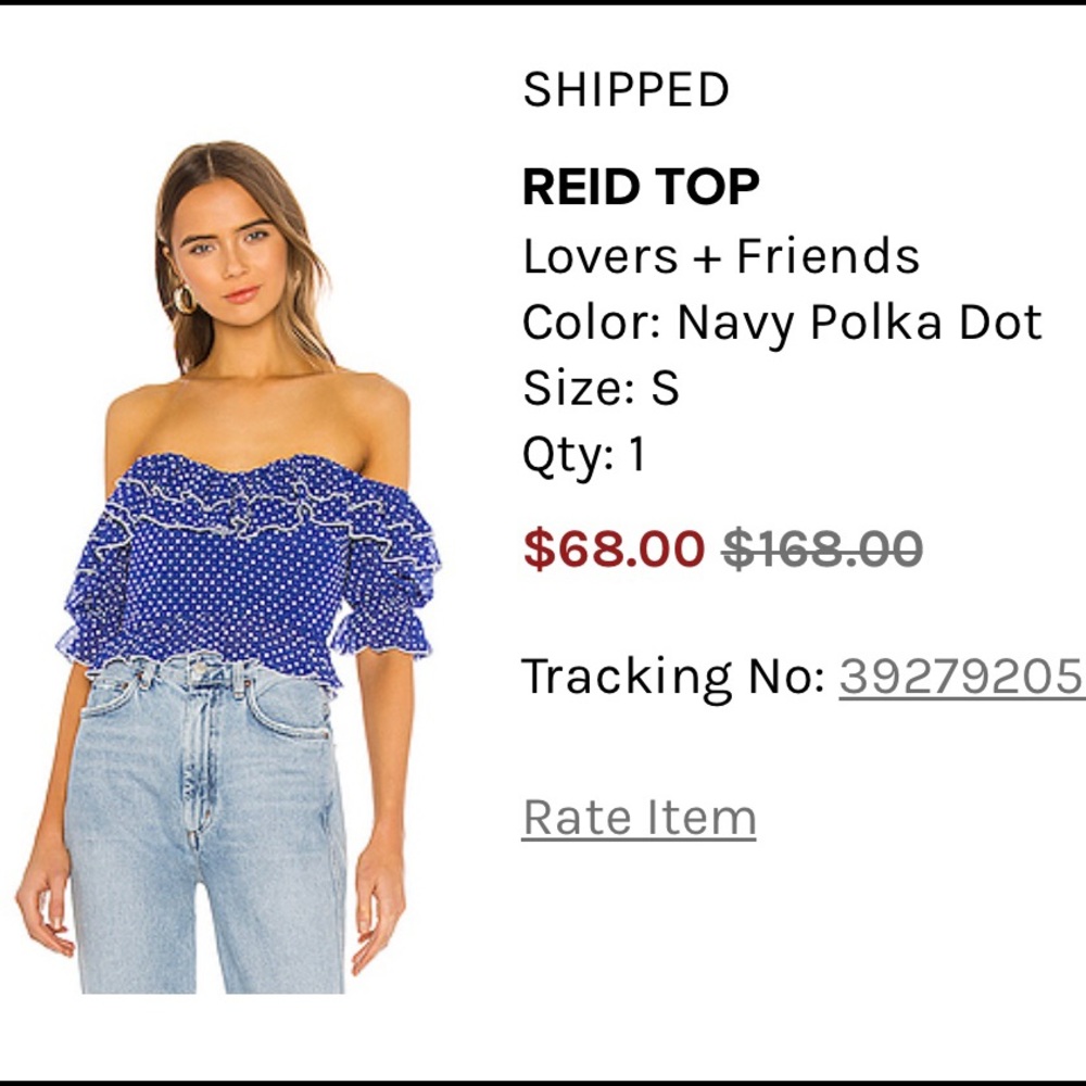 size small off shoulder crop blue and white top